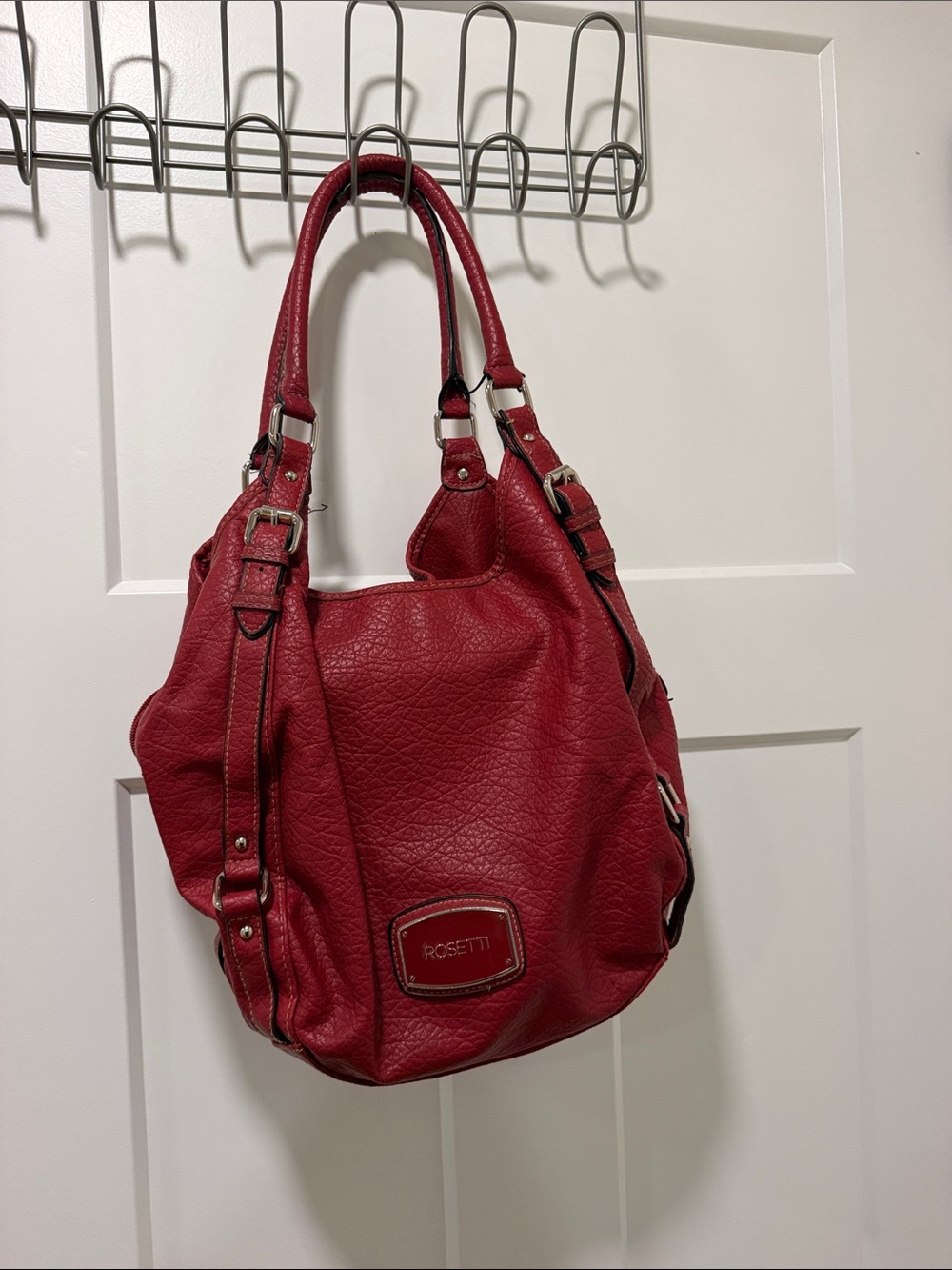 Rosetti Cherry Red Faux-Leather Shoulder Hobo